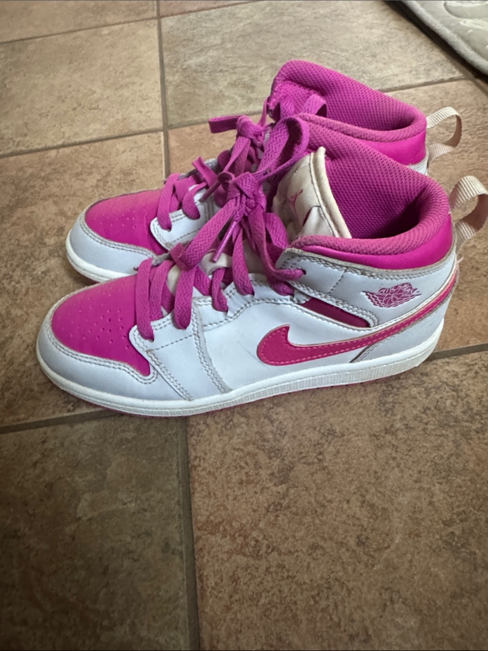 Nike Kids Pink and White High-Top Sneakers